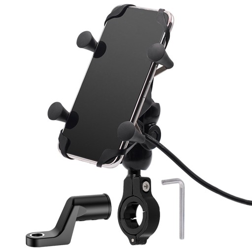 MC7C+ BM28 + BM32 UCHWYT NA TELEFON USB 2.1A MOTOCYKLOWY KIEROWNICA