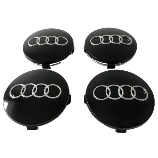 КРЫШКИ, КРЫШКИ, ЗНАЧКИ ДЛЯ ДИСКОВ AUDI - 60 ММ - ЧЕРНЫЕ 4 ШТ.