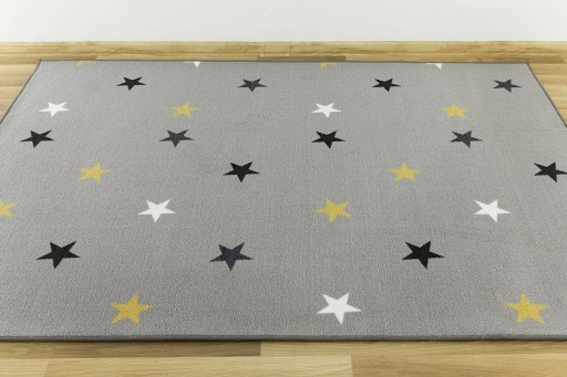DYWAN SZARO ŻÓŁTY DO POKOJU DZIECI W GWIAZDKI NA FILCU STARS 200x250 cm