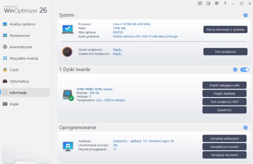 Оптимизатор Windows WinOptimizer 26 Ashampoo