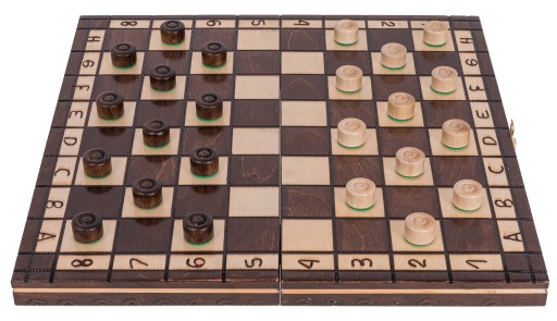 ИГРА 2 в 1 ШАХМАТЫ - ШАХКИ M - ДЕРЕВЯННЫЕ 35 x 35 см