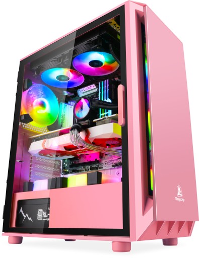 РОЗОВЫЙ КОРПУС ATX USB 3.0 НАВЯЗАННОЕ СТЕКЛЯННОЕ СТЕКЛЯННОЕ ПОДВАЛ ДЛЯ ИГРОВ