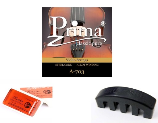 СТРУНЫ ДЛЯ СКРИПКИ PRIMA P-703 4/4 + ROSINO + ГЛУШИТЕЛЬ