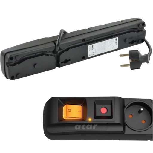 ACAR S8 PRZEDŁUŻACZ LISTWA ZASILAJĄCA ANTYPRZEPIĘCIOWA - 8 GNIAZD - 3m