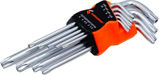 Набор трубных ключей Torx 9 шт. T10-T50 CrV с отверстием 7465