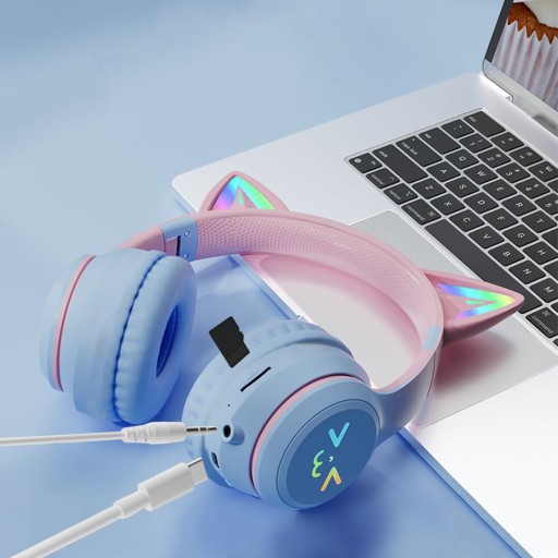БЕСПРОВОДНЫЕ НАУШНИКИ BLUETOOTH CAT EAR ДЛЯ ДЕТЕЙ НАКЛАДНОЙ МИКРОФОН