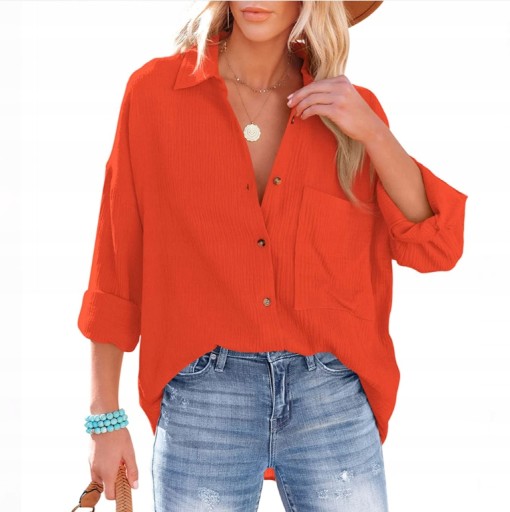 МУСЛИНОВАЯ РУБАШКА ЖЕНСКАЯ - СВОБОДНАЯ OVERSIZE Италия, M