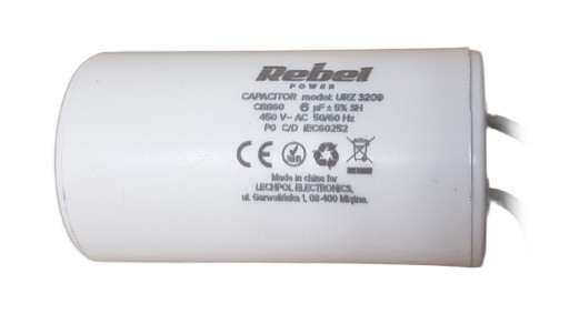 Kondensator rozruchowy silnika 6uF 450V CBB60 Rebel