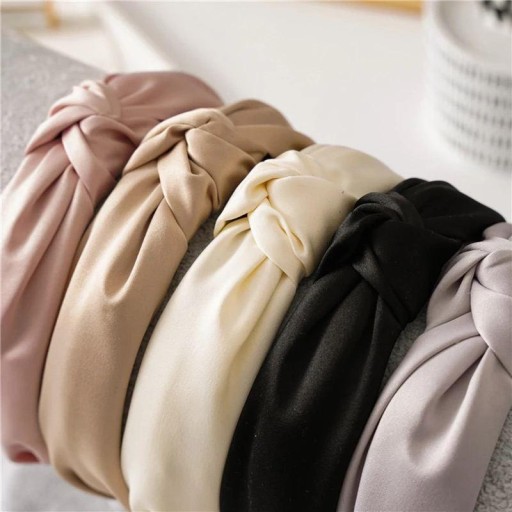 OPASKA DO WŁOSÓW SATYNA SATYNOWA WĘZEŁ TURBAN KNOT SZEROKA CZARNA