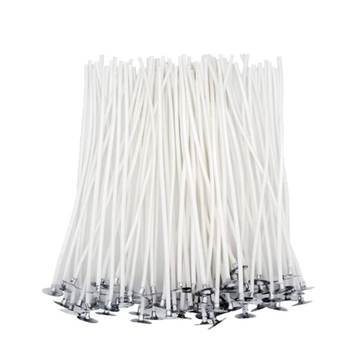 KNOT DO ŚWIEC PARAFINY Z BLASZKĄ KNOTY 15cm-100szt