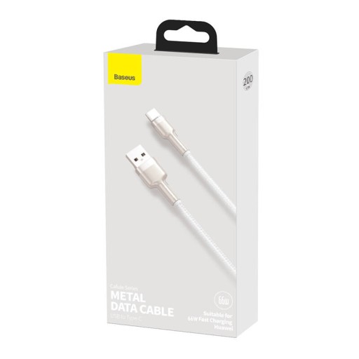 Кабель Baseus Cafule USB — USB-C, 66 Вт, 2 м (белый)