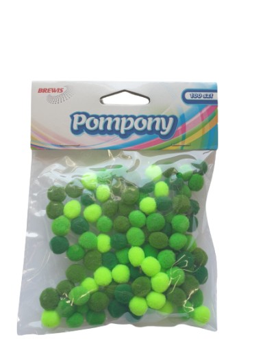 Zielone Pompony Ozdobne POMPONY do Prac RĘKODZIELNYCH Zestaw POMPONÓW Diy