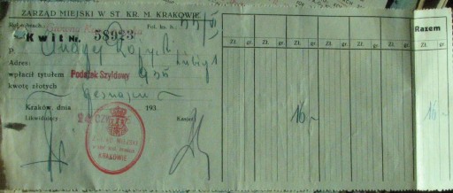 ЗНАК НАЛОГА – 1935 – КРАКОВ
