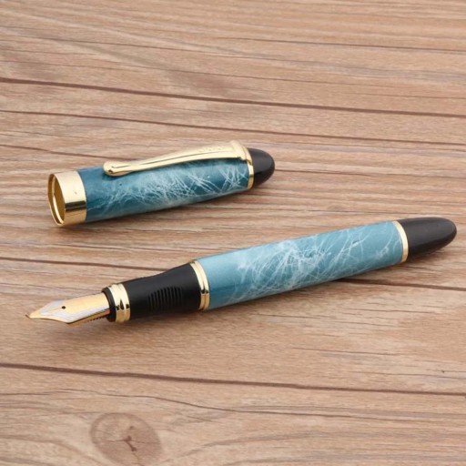 JINHAO X450 CALLIGRAPHY изогнутый перо Синий мраморно-серый Ледяной цветок Темно-красный