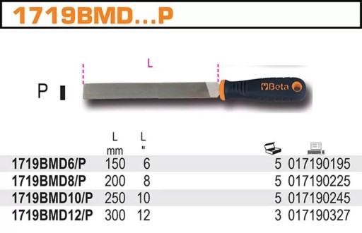 Плоский напильник Beta 1719BMD8/P 8