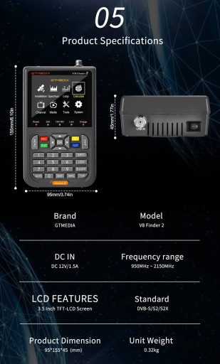Miernik SAT satelitarny GTMEDIA FreeSAT V8 FINDER 2