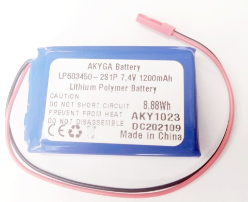 АККУМУЛЯТОР Li-Poly 1200 мАч 7,4 В JST-2 12X34X50 мм