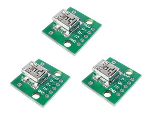 Переходник MINI USB на печатную плату 5 PIN 3 шт.
