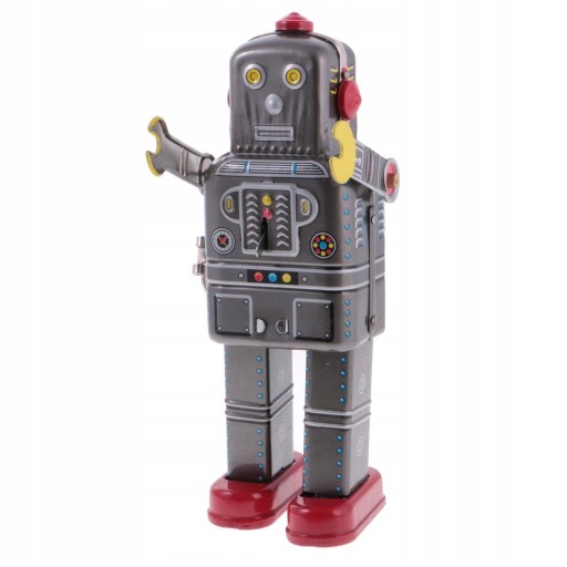 Klasyczna zabawka z cyny nakrecany robot z