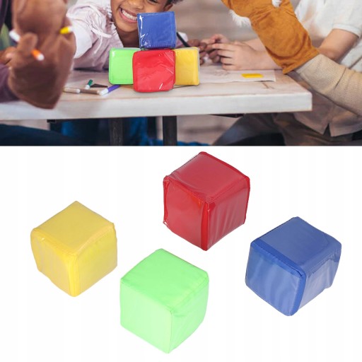 KOSTKA EDUKACYJNA DO WCZESNEJ EDUKACJI Z KIESZENIĄ 4 SZT.
