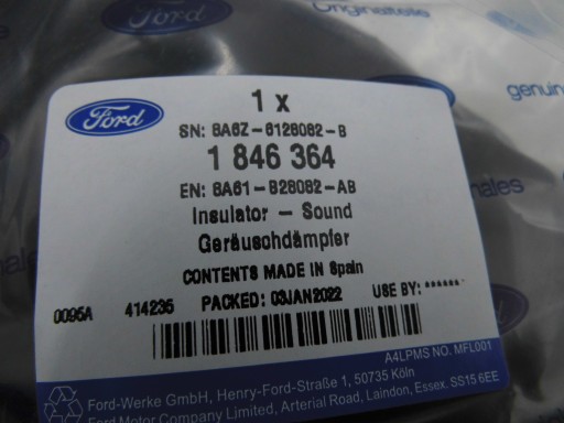 IZOLACJA BŁOTNIKA PRZÓD ECOSPORT KUGA MONDEO FOCUS 1846364 _ 8A61-B28082-AB