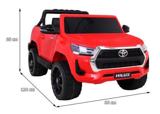 Автомобиль Toyota Hilux на аккумуляторе, красный, привод 4х4+MP3+LED