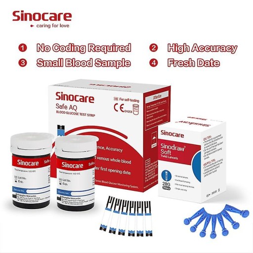Тест-полоски для глюкометра Sinocare AQ SMART/VOICE 50 полосок и ланцетов