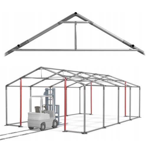 Прочная стальная палатка для хранения DAS 560 WP 8x12 м [3 м]