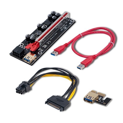 Qoltec Riser PCI-E 1x–16x/USB 3.0/вер. 009S Plus/SATA/PCI-E 6-контактный