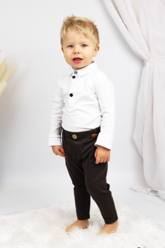 Eleganckie spodnie z wygodnej dresówki NA CHRZEST 62 brązowe