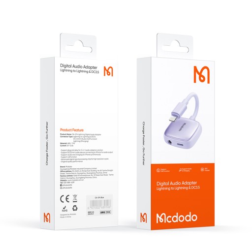 АДАПТЕР MCDODO КАБЕЛЬ LIGHTNING MINI JACK 3,5 ММ ДЛЯ IPHONE 13 14