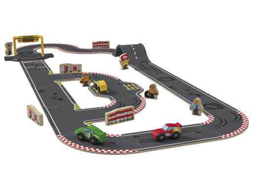 425430 ДЕРЕВЯННЫЙ ПОДНОС Набор Race Track Street Road, 37 предметов, возраст 3+