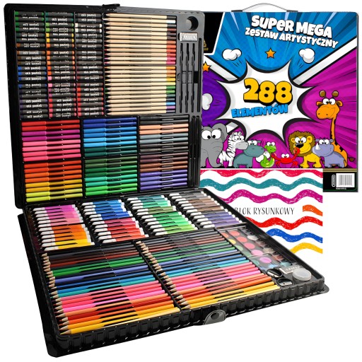 ХУДОЖЕСТВЕННЫЙ НАБОР ДЛЯ ЖИВОПИСИ, РИСОВАНИЯ, РАСКРЫТИЙ, МЕЛКОВ, 288 EL XXL