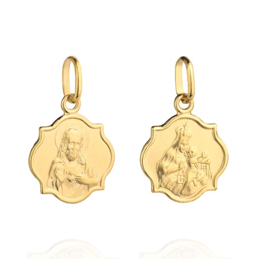 КУЛОН ЗОЛОТАЯ МЕДАЛЬ 585 ДВУХСТОРОННИЙ Scapular
