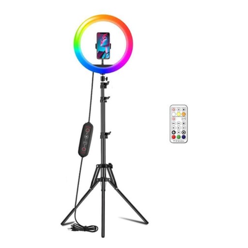СВЕТОДИОДНАЯ RGB КОЛЬЦОВАЯ ЛАМПА 80ВТ + ШТАТИВ + ПУЛЬТ ДУ