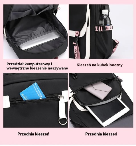 ШКОЛЬНЫЙ РЮКЗАК KUROMI ДЛЯ ДЕВОЧЕК 1, 2, 3, 4, 5 классов, ЧЕРНЫЙ ДЛЯ ШКОЛЫ