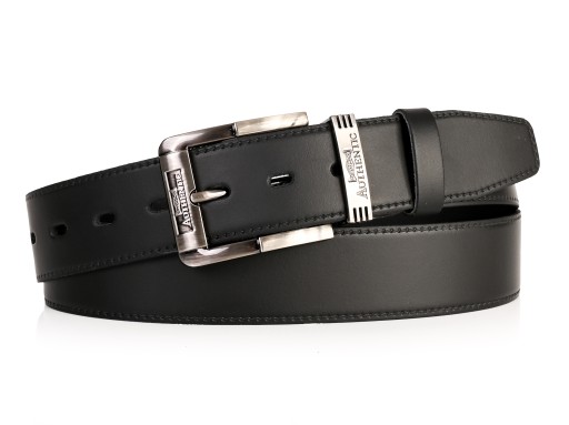 SKÓRZANY Pasek AUTHENTIC 4cm Jeans CZARNY