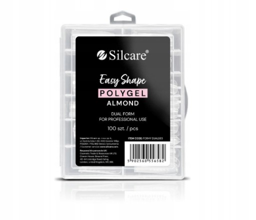 Silcare formy do akrylożelu clear Dual E63 ALMOND migdał 100szt