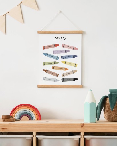 PLAKAT EDUKACYJNY dla dzieci 30x40 KOLORY kredki MONTESSORI