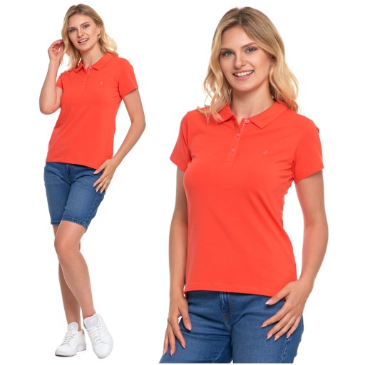 Koszulka Polo Damska PREMIUM Klasyczna Polówka Bawełniana Modna MORAJ L