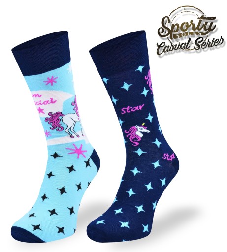 Яркие асимметричные хлопковые носки Unicorn