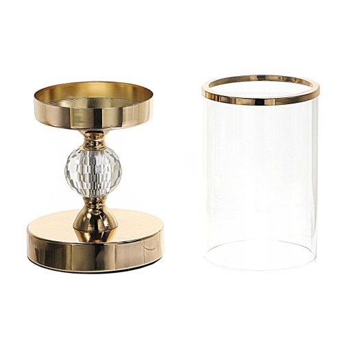 Подсвечник Glamour Lantern Chrome Gold кристалл