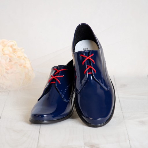 Buty komunijne chłopięce granatowe KBC-015 31 eleganckie 22,1 cm