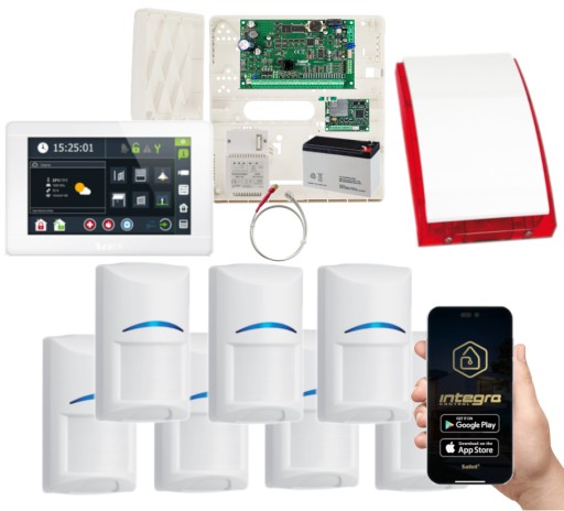 СИСТЕМА СИГНАЛИЗАЦИИ SATEL INTEGRA 32 GSM LTE 7 ДЕТЕКТОРОВ BOSCH SMS PUSH CLIP