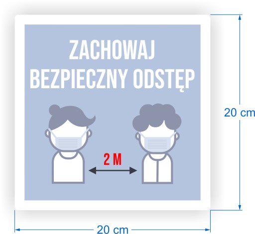 Информационная наклейка «ДЕРЖИТЕ БЕЗОПАСНОЕ РАССТОЯНИЕ 2 м на стекле двери 20 см»