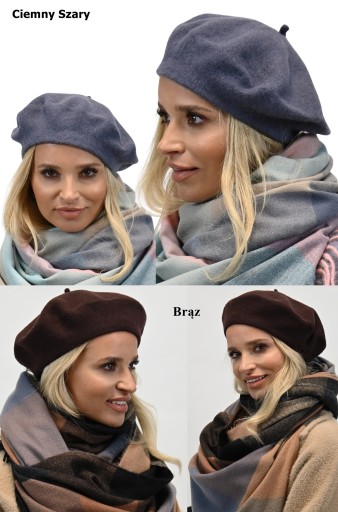 Klasyczny BERET FRANCUSKI z antenką wełna KOLORY