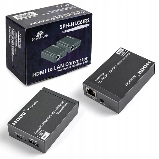 Преобразователь сигналов HDMI в LAN через кабель UTP RJ45 Cat 5/6, передатчик, приемник