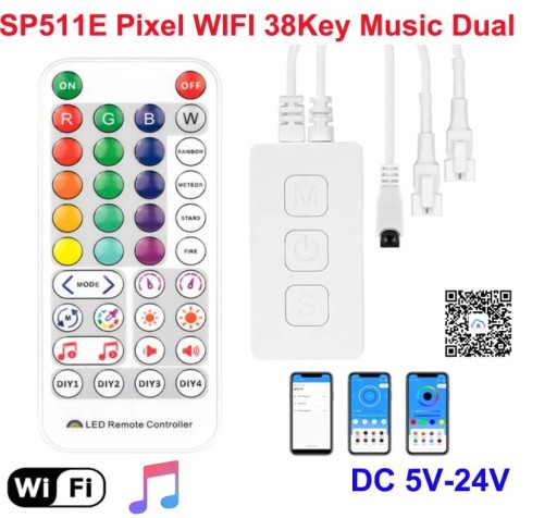SP511E КОНТРОЛЛЕР WS2811, WS2812B МУЗЫКАЛЬНЫЙ КОНТРОЛЛЕР + пульт дистанционного управления! WI-FI ДУБЛО