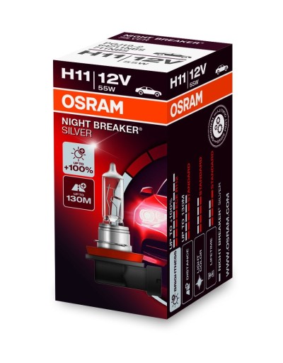 OSRAM H11 Night Breaker Серебристая лампочка +100% 1 шт.