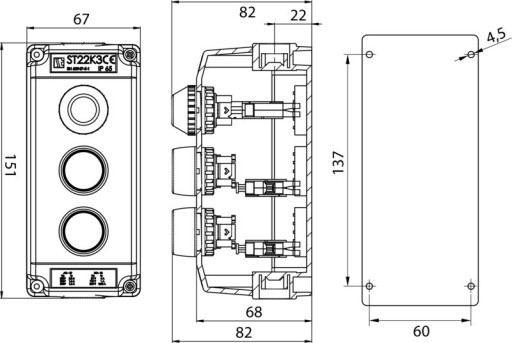 Kaseta sterownicza ST22K3-03-1 przycisk START-STOP